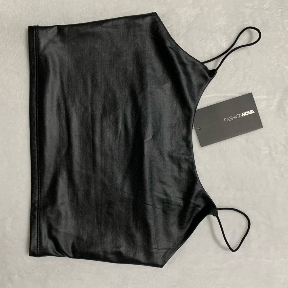 Black Leather Crop top